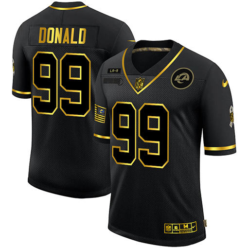 Los Angeles Rams #99 Aaron Donald Men Nike 2020 Salute To Service Golden Limited NFL black Jerseys